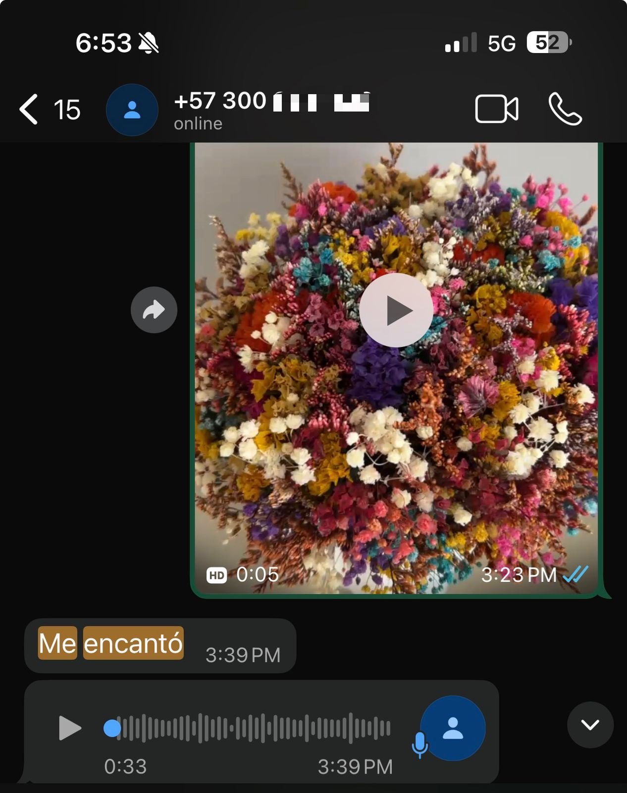 Reseña de cliente Tera Matera en WhatsApp